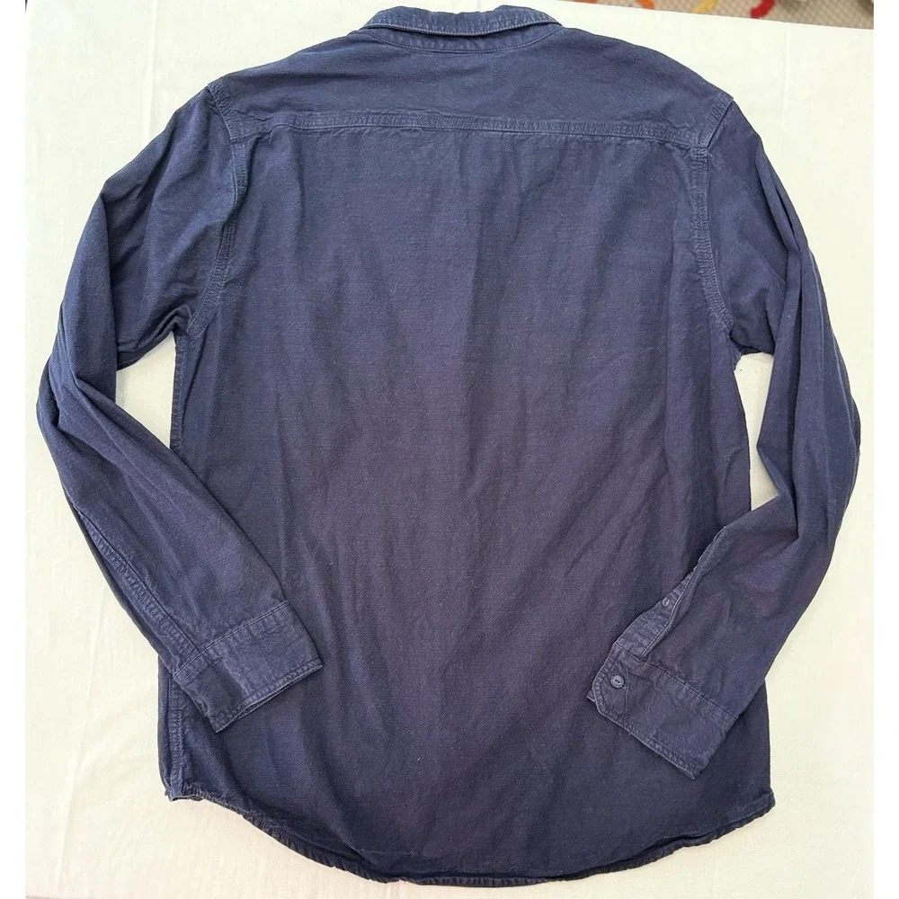 Levis Mens XL Long Sleeve Button Up Shirt Navy Blue Dual Pocket Cotton Workwear